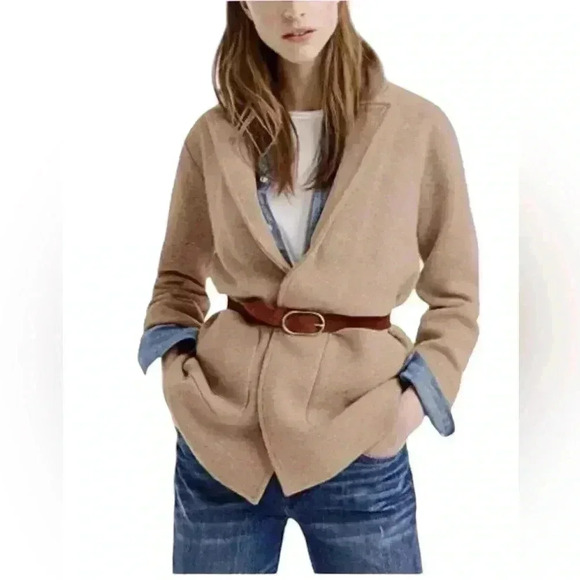J. Crew Sophie Merino Wool Blazer Cardigan | Tan Brown | SZ XXS - Picture 1 of 13